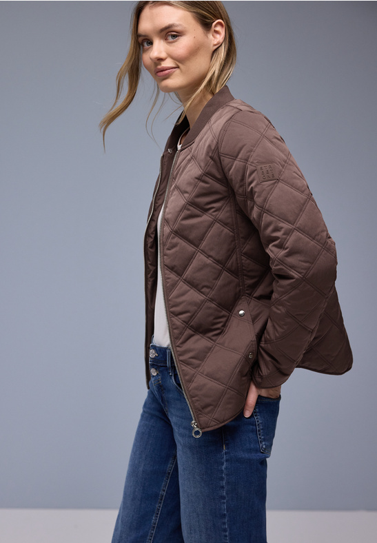 Street One Short Diamond Quilt Bomber Jktmahogany brown