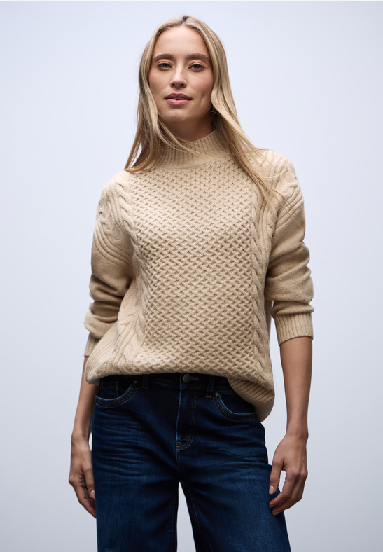 Street One EOS Turtle neck cable sweater sanded beige