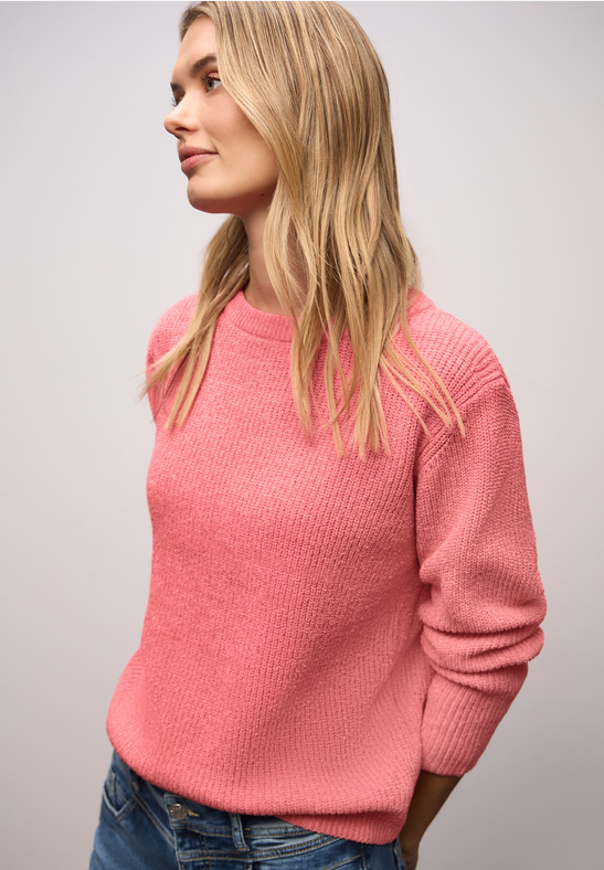 Street One LTD QR chenille sweater striking coral