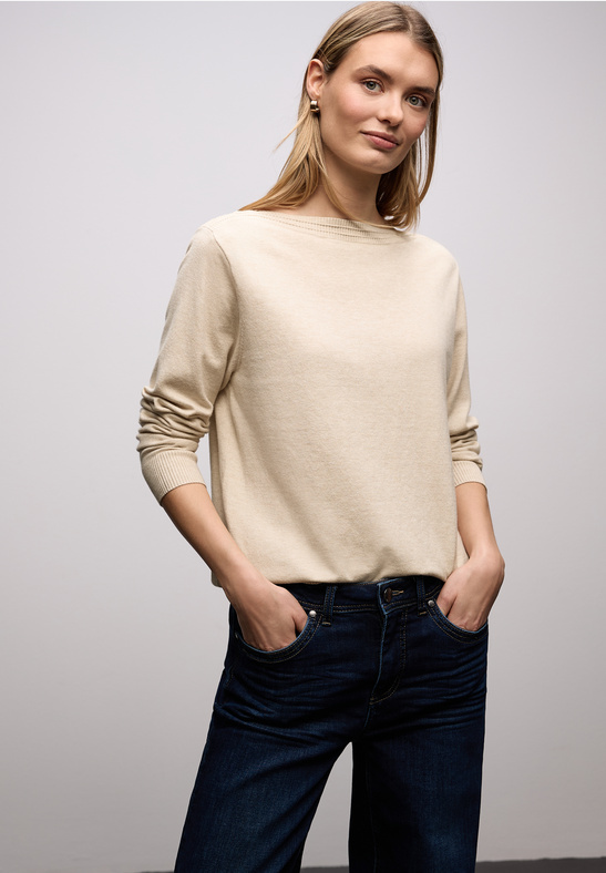 Street One Basic sweater u-boat cotton beige mel.