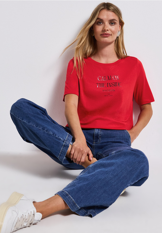 Street One Wording print shirt glory red