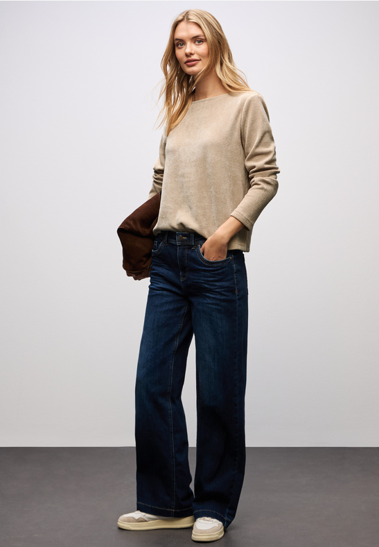 Street One EOS Cosy u-boat neck shirt sanded beige