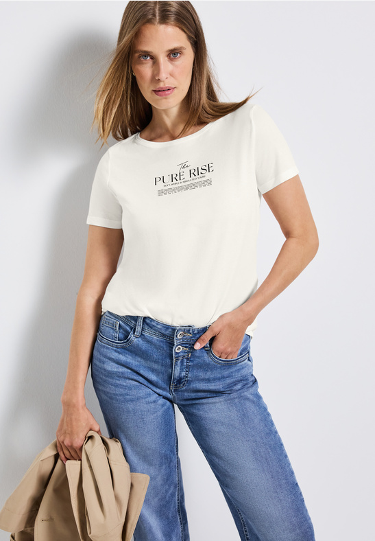 Street One Basic wording print shirt off white
