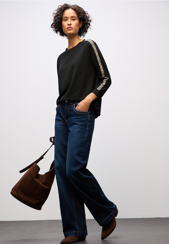 Street One Shirt w.printed galloon Black