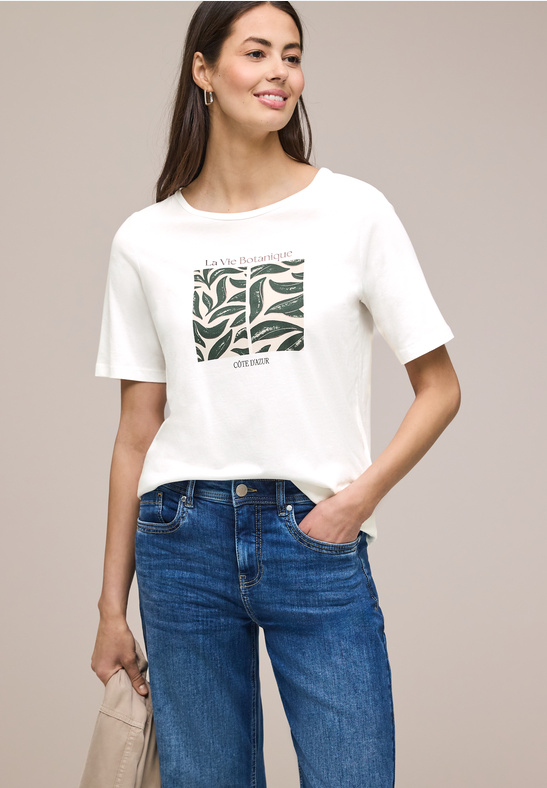 Street One Leaf artwork shirt off white