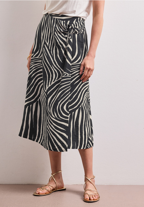 Street One Viscose Wrap Skirt AOP Black