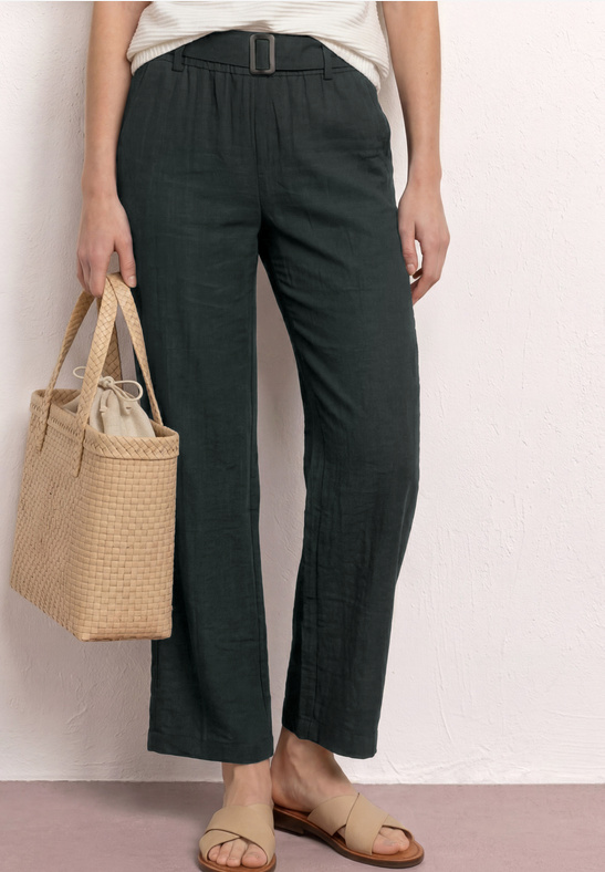 Street One Wide Leg Belt Horn Buckle Solideep bound green